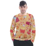 Fast Junk Food  Pizza Burger Cool Soda Pattern Men s Long Sleeve Raglan T-Shirt