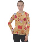 Fast Junk Food  Pizza Burger Cool Soda Pattern Women s Long Sleeve Raglan T-Shirt