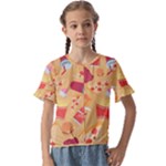 Fast Junk Food  Pizza Burger Cool Soda Pattern Kids  Cuff Sleeve Scrunch Bottom T-Shirt