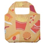 Fast Junk Food  Pizza Burger Cool Soda Pattern Premium Foldable Grocery Recycle Bag