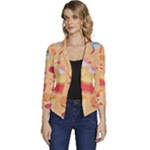 Fast Junk Food  Pizza Burger Cool Soda Pattern Women s Casual 3/4 Sleeve Spring Jacket