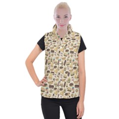 Junk Food Hipster Pattern Women s Button Up Vest by Sarkoni