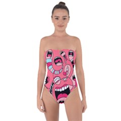 Big Mouth Worm Tie Back One Piece Swimsuit by Dutashop
