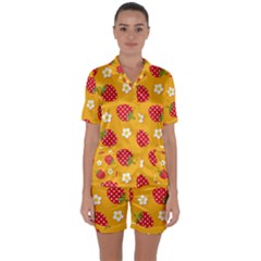 Strawberry Satin Short Sleeve Pajamas Set