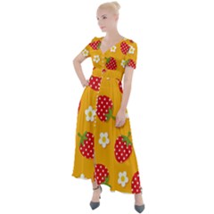 Strawberry Button Up Short Sleeve Maxi Dress