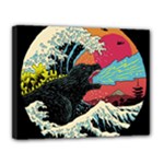 Retro Wave Kaiju Godzilla Japanese Pop Art Style Canvas 14  x 11  (Stretched)