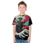 Retro Wave Kaiju Godzilla Japanese Pop Art Style Kids  Cotton T-Shirt