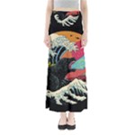 Retro Wave Kaiju Godzilla Japanese Pop Art Style Full Length Maxi Skirt