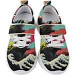 Retro Wave Kaiju Godzilla Japanese Pop Art Style Kids  Velcro Strap Shoes