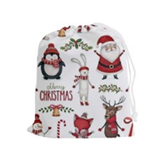Christmas Characters Pattern Drawstring Pouch (xl) by Sarkoni