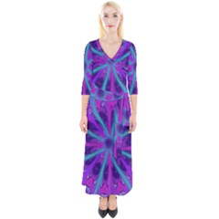 Wallpaper Tie Dye Pattern Quarter Sleeve Wrap Maxi Dress by Ravend