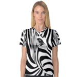 Animal Cute Pattern Art Zebra V-Neck Sport Mesh T-Shirt
