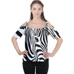 Animal Cute Pattern Art Zebra Cutout Shoulder T-Shirt