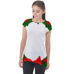Holiday Wreath Cap Sleeve High Low Top by Amaryn4rt