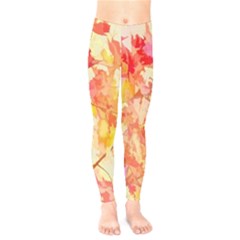 Monotype Art Pattern Leaves Colored Autumn Kids  Leggings by Amaryn4rt