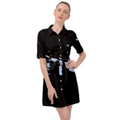 Ghost Night Night Sky Small Sweet Belted Shirt Dress by Amaryn4rt