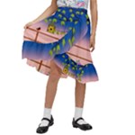 Vector Graphic Illustration Wallpaper Kids  Ruffle Flared Wrap Midi Skirt