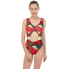 Poinsettia Christmas Star Plant Center Cut Out Swimsuit by Sarkoni