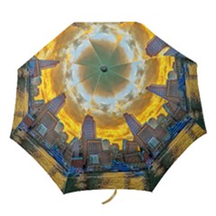 Boston Skyline Cityscape River Folding Umbrellas by Sarkoni