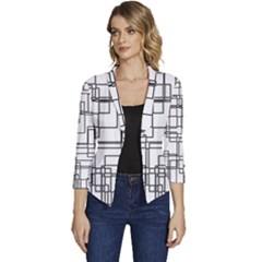 Structure Pattern Network Women s Casual 3/4 Sleeve Spring Jacket by Amaryn4rt