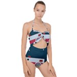 Camera Vector Illustration Scallop Top Cut Out Swimsuit