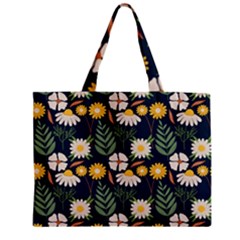 Flower Grey Pattern Floral Zipper Mini Tote Bag