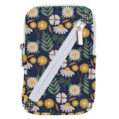 Flower Grey Pattern Floral Belt Pouch Bag (large)