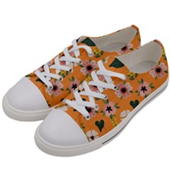 Flower Orange Pattern Floral Men s Low Top Canvas Sneakers