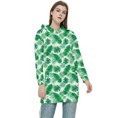 Tropical Leaf Pattern Women s Long Oversized Pullover Hoodie