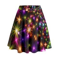Star Colorful Christmas Abstract High Waist Skirt