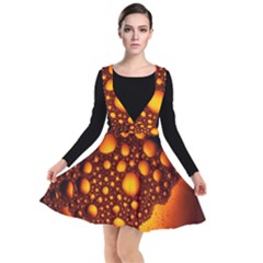 Bubbles Abstract Art Gold Golden Plunge Pinafore Dress