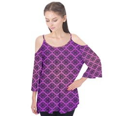 Pattern Texture Geometric Patterns Purple Flutter Sleeve T-shirt 