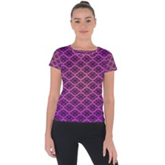 Pattern Texture Geometric Patterns Purple Short Sleeve Sports Top 