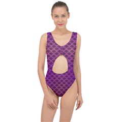 Pattern Texture Geometric Patterns Purple Center Cut Out Swimsuit by Dutashop