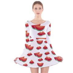 Summer Watermelon Pattern Long Sleeve Velvet Skater Dress