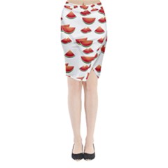 Summer Watermelon Pattern Midi Wrap Pencil Skirt