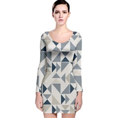Geometric Triangle Modern Mosaic Long Sleeve Velvet Bodycon Dress by Amaryn4rt