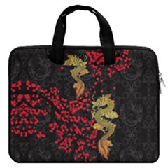 Vintage Dragon Black Chinese Luck Pattern 13  Double Pocket Laptop Bag by CoolDesigns