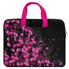 Japanese Style Black & Hot Pink Blossom Floral 13  Double Pocket Laptop Bag by CoolDesigns