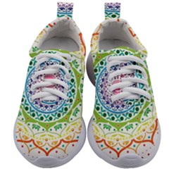 Mandala Pattern Rainbow Pride Kids Athletic Shoes by Ravend