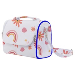 Seamless Pattern Flowers Rainbow Satchel Shoulder Bag