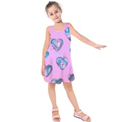 Hearts Pattern Love Background Kids  Sleeveless Dress by Ravend