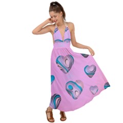 Hearts Pattern Love Background Backless Maxi Beach Dress by Ravend