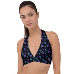 Stars Pattern Art Design Wallpaper Halter Plunge Bikini Top