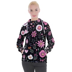 Flowers Pattern Women s Hooded Pullover by Ravend