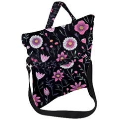 Flowers Pattern Fold Over Handle Tote Bag by Ravend