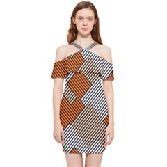 Abstract Pattern Line Art Design Decoration Shoulder Frill Bodycon Summer Dress