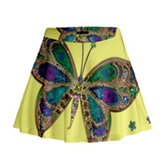 Butterfly Mosaic Yellow Colorful Mini Flare Skirt by Amaryn4rt