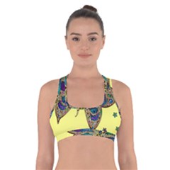 Butterfly Mosaic Yellow Colorful Cross Back Sports Bra by Amaryn4rt