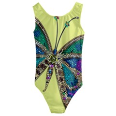 Butterfly Mosaic Yellow Colorful Kids  Cut-out Back One Piece Swimsuit by Amaryn4rt